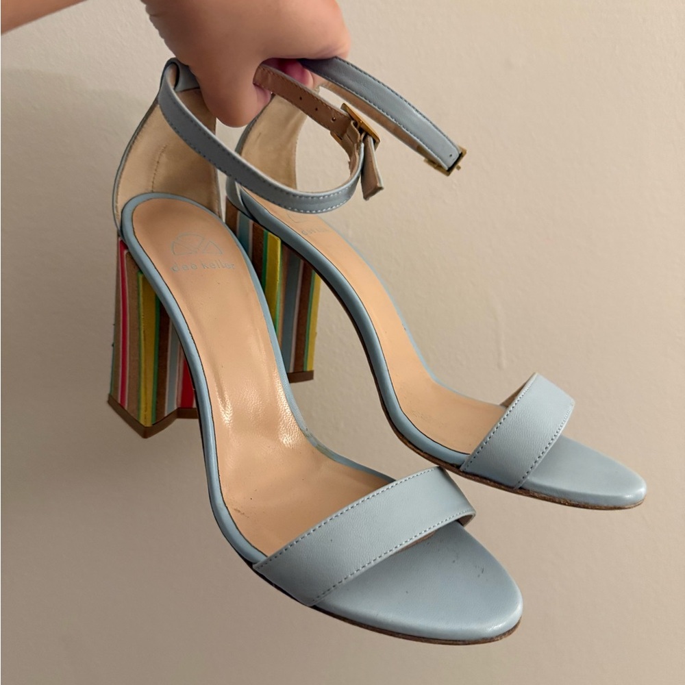 Lee Keller Blue Block Heel Strappy Sandals